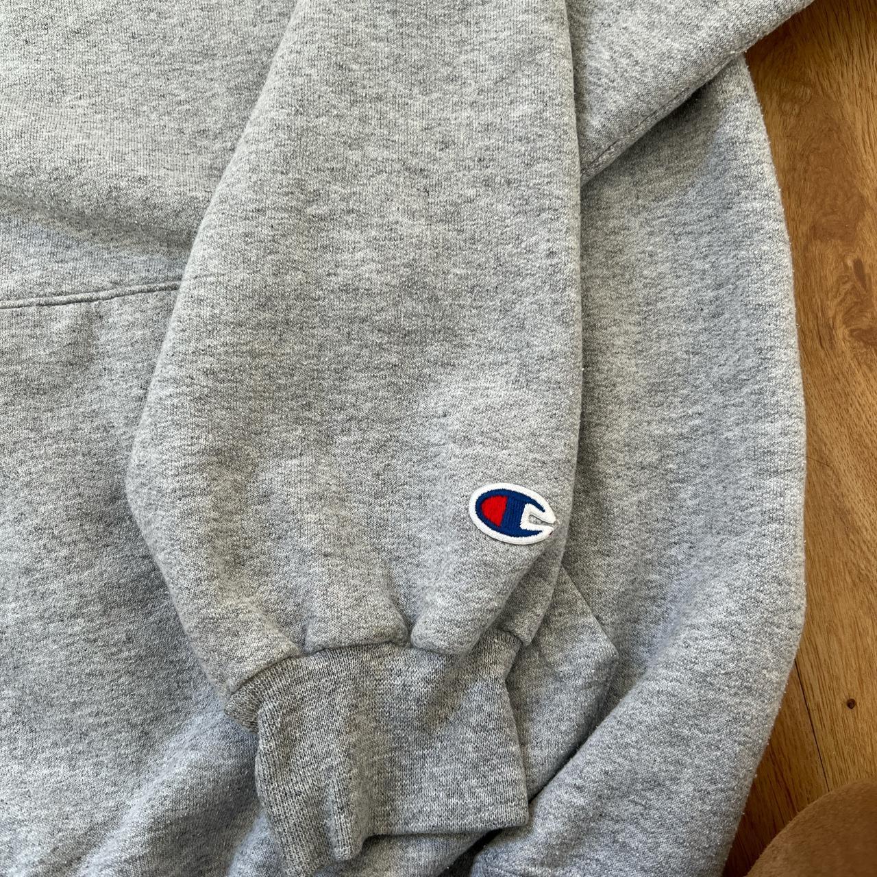 Graphic grey champion hoodie Size M #champion... - Depop