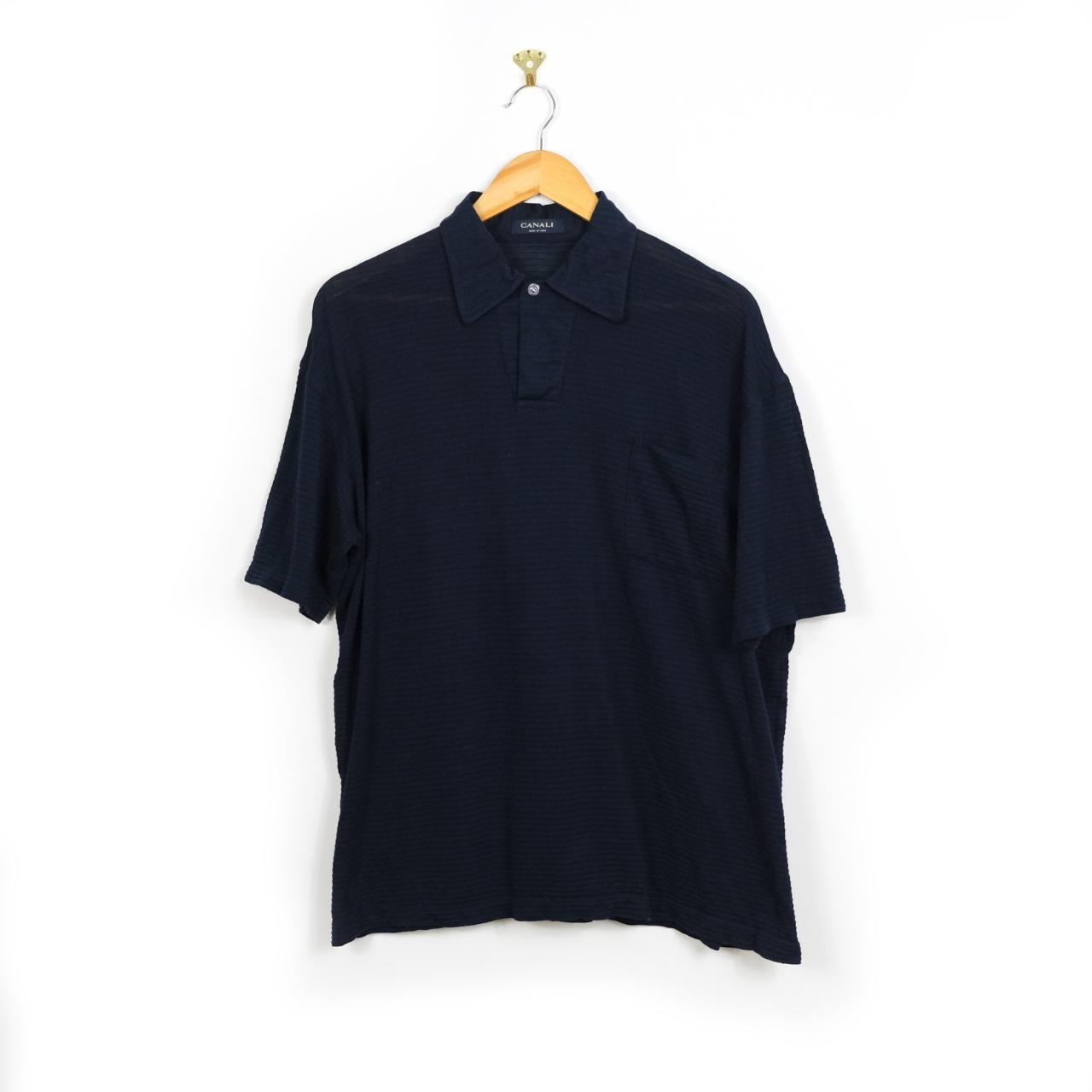 Canali Men's Blue and Navy Polo-shirts | Depop