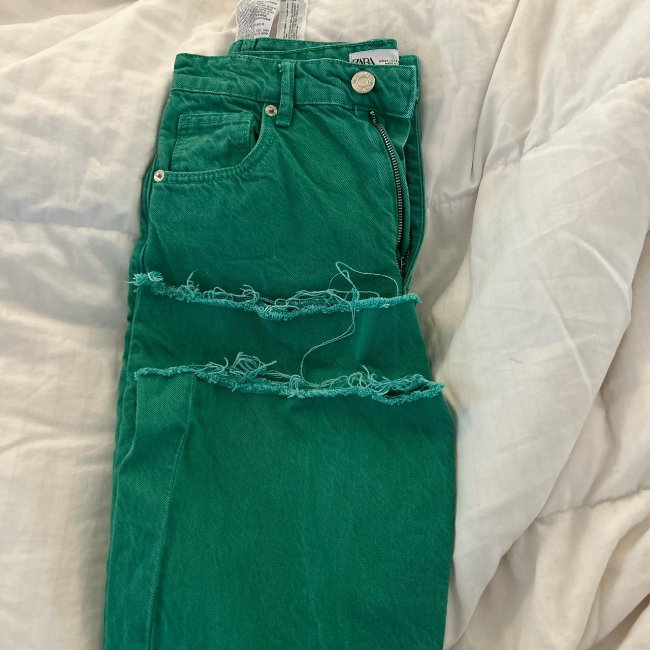Zara green mom jeans size US 2 Depop