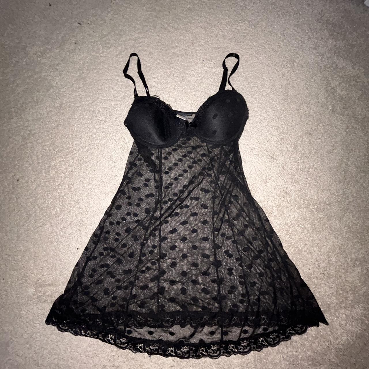 Rampage sheer lace baby doll black lingerie top with... - Depop