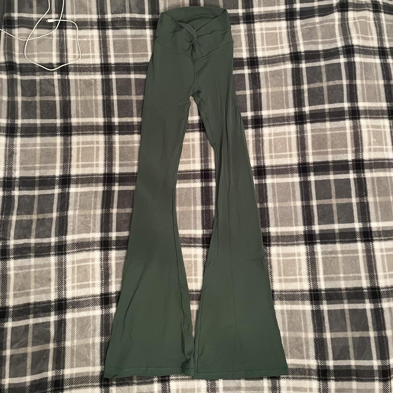 Green aerie flared leggings knot front. Long inseam Depop