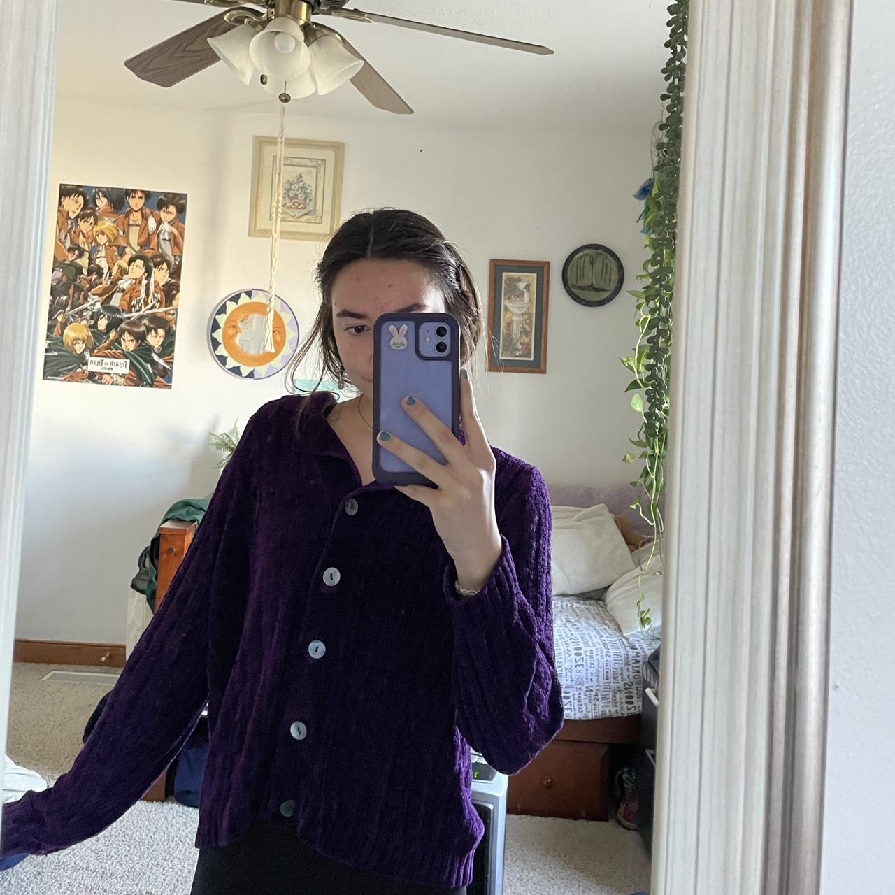 adorable purple button up sweater extremely soft Depop