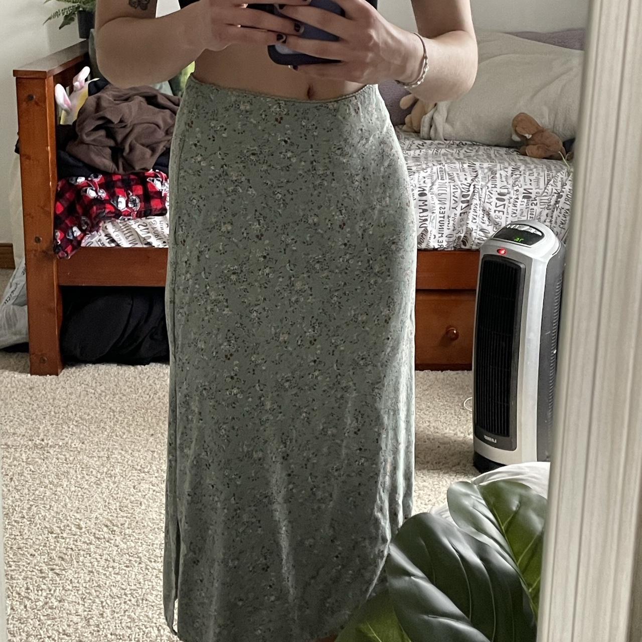 floral brandy melville midi skirt slit on the side... Depop