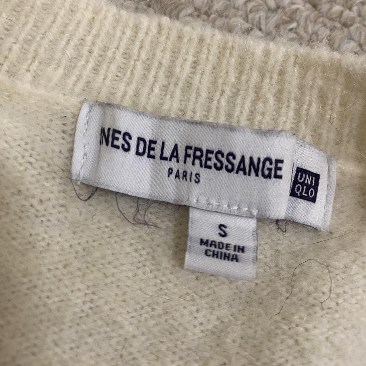 Ines de la Fressange Women's Cream and Navy Cardigan | Depop