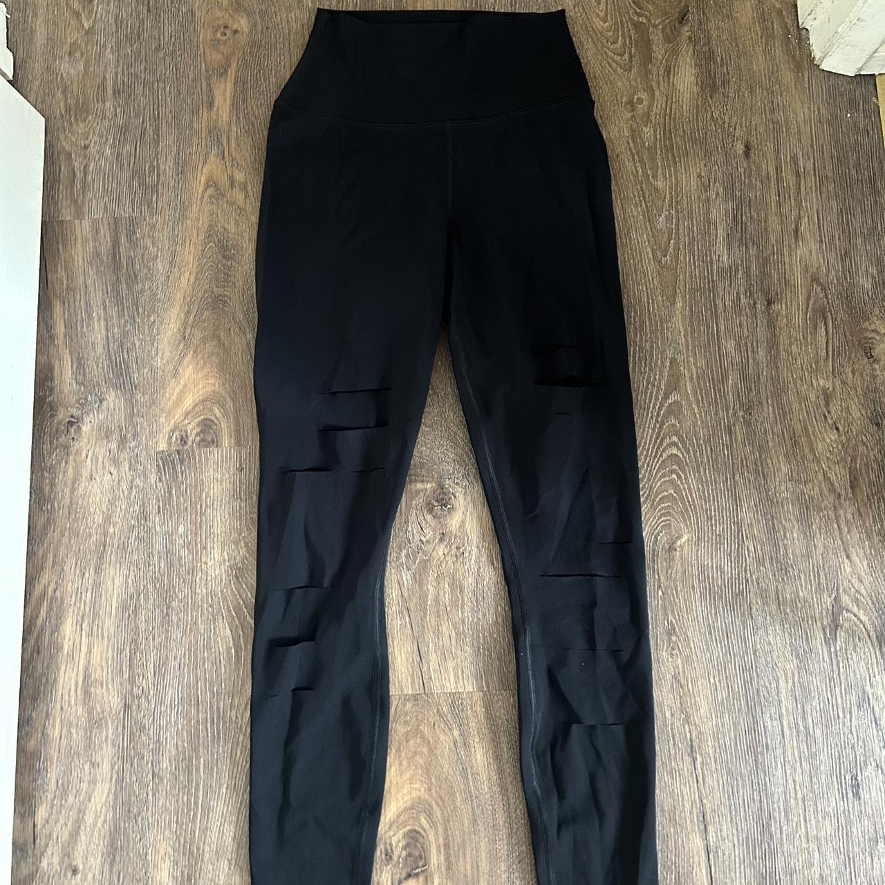 Highwaist Slit Leggings Black | NA-KD