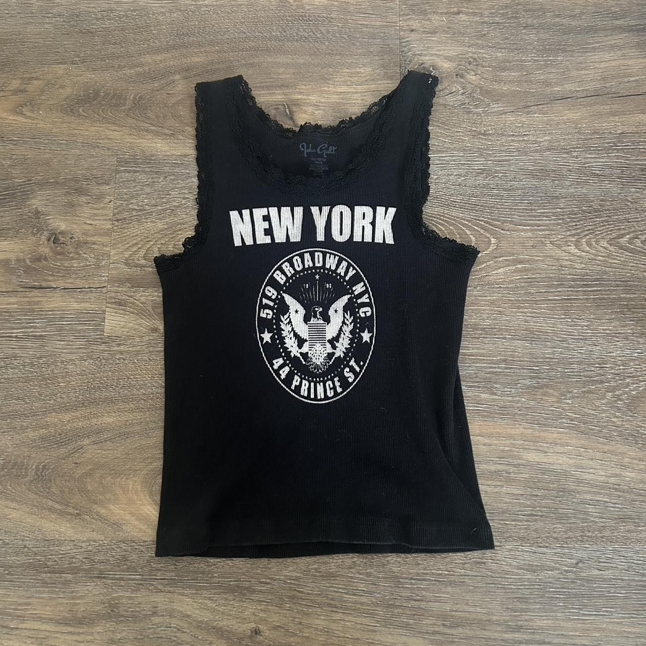 brandy melville new york graphic tank with lace - Depop