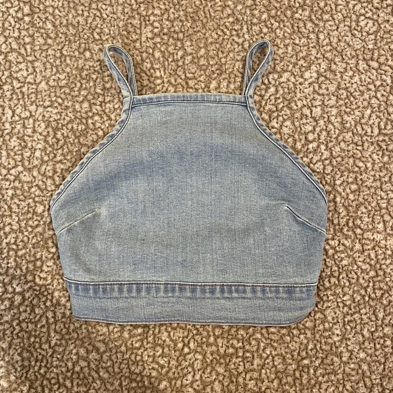 show me your mumu denim crop top 🌊 the cutest top in... - Depop