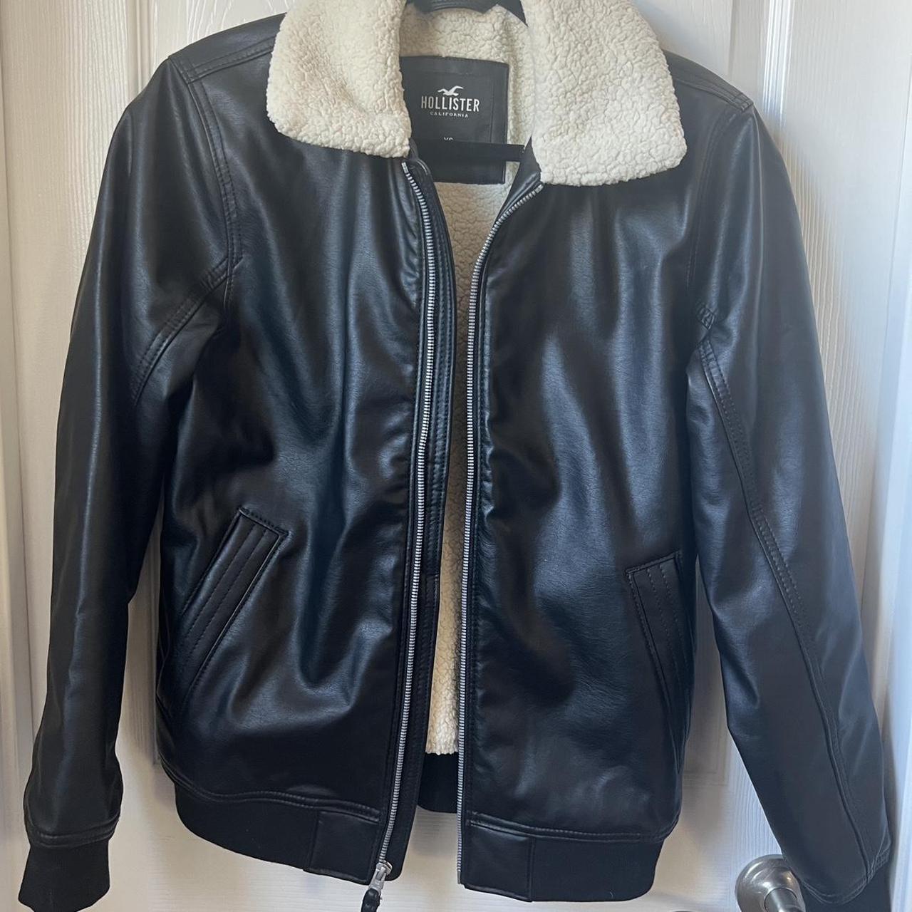 Hollister black leather outlet jacket