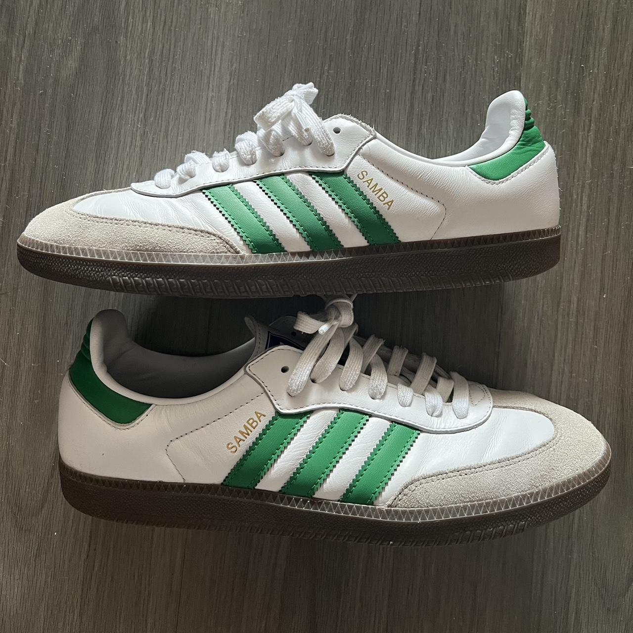 Adidas Samba White/Green Size 10.5 Great... - Depop