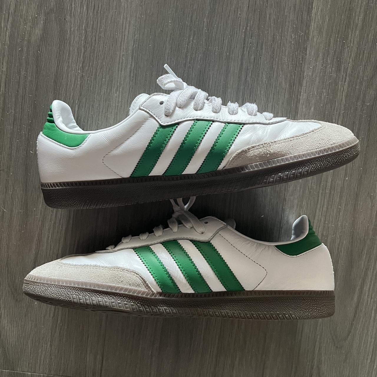 Adidas Samba White/Green Size 10.5 Great... - Depop