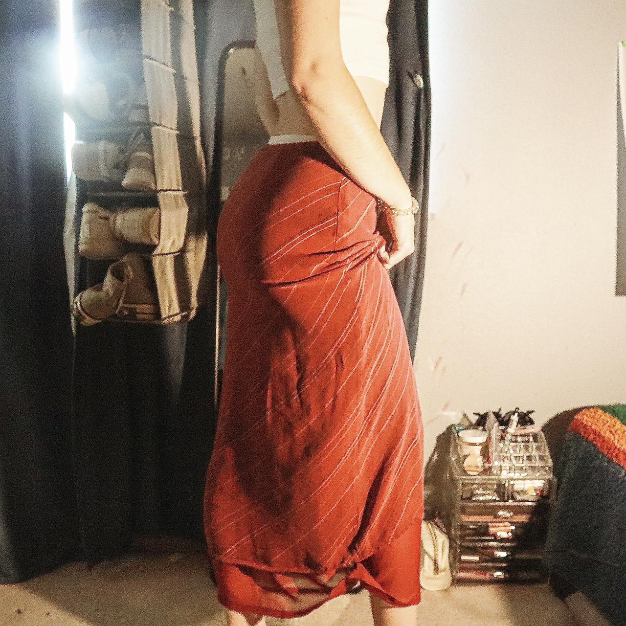 Flowy Red Striped Skirt Made of a soft, flowing... - Depop