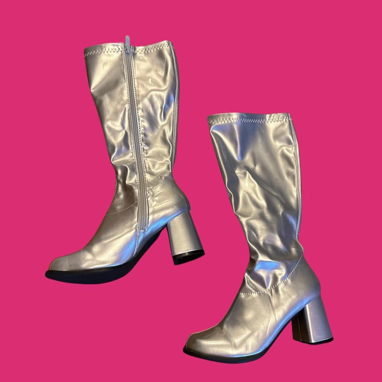 Women's Silver Boots Depop