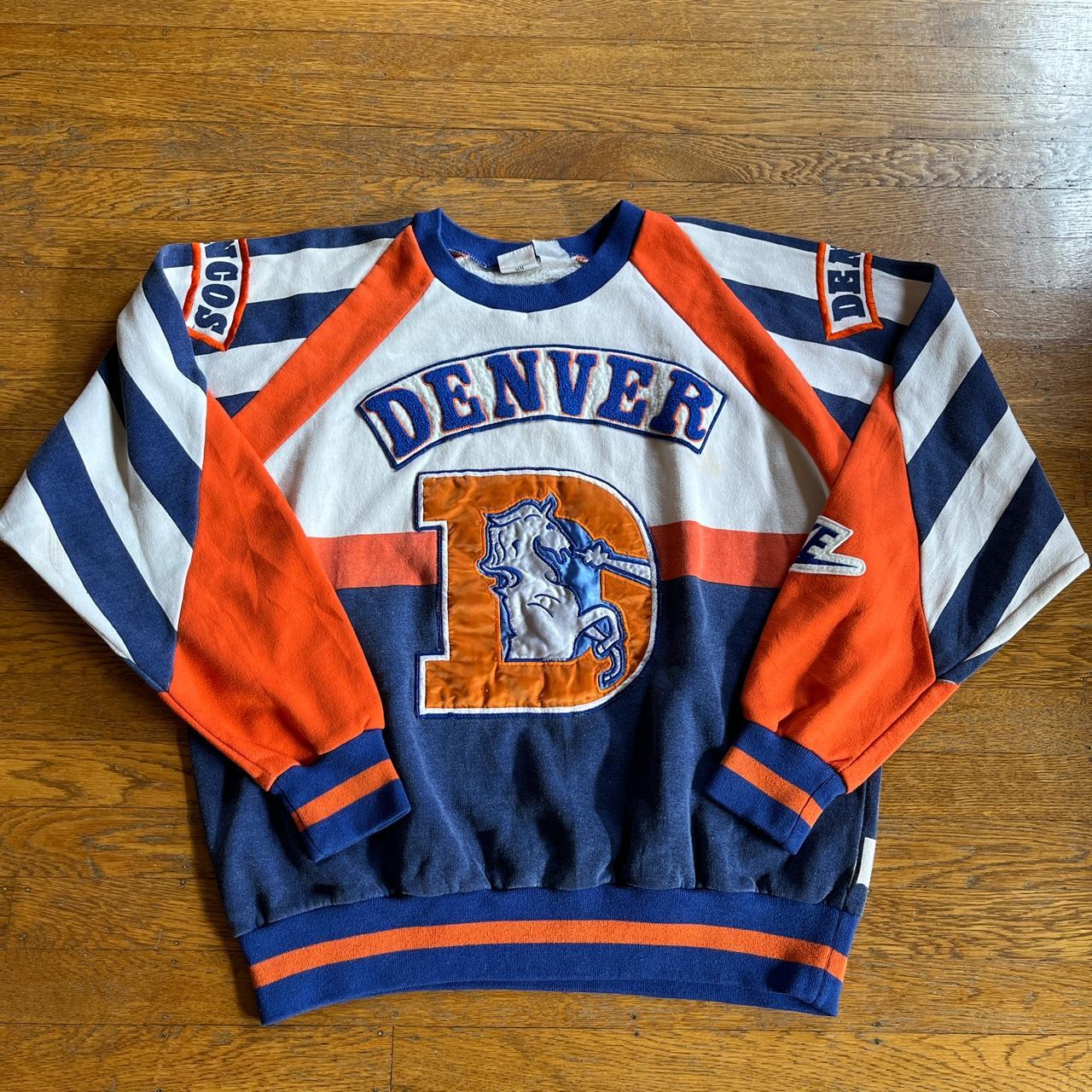 Vintage Denver Broncos Sweatshirt Youth Large Gray Blue Nike Made In USA  Boys