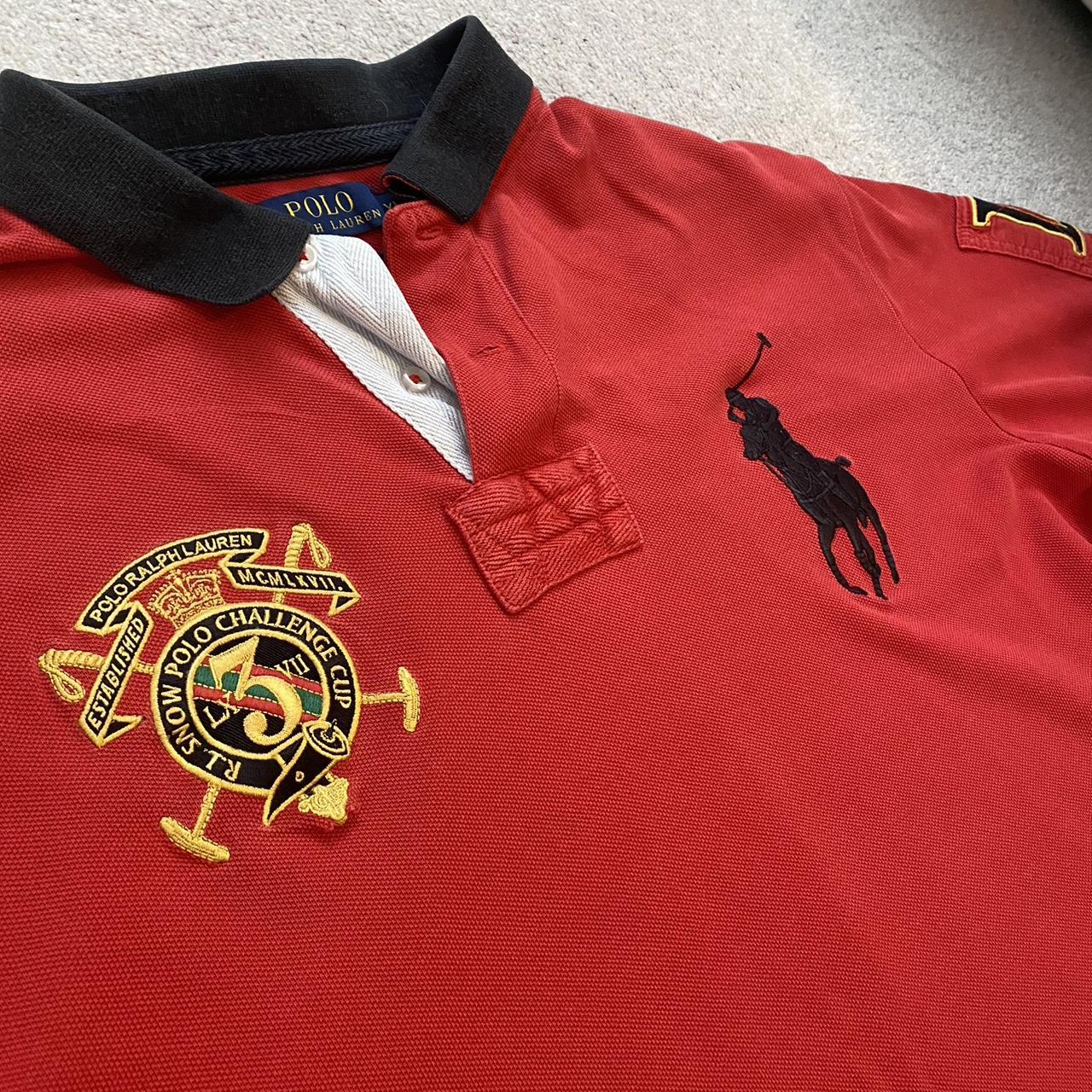 Red Ralph Lauren “big pony” polo shirt Cheif keef... - Depop