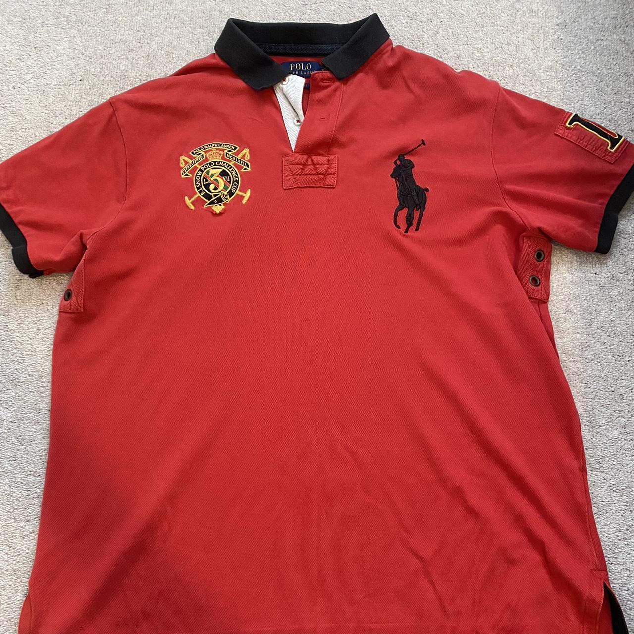 Red Ralph Lauren “big pony” polo shirt Cheif keef... - Depop