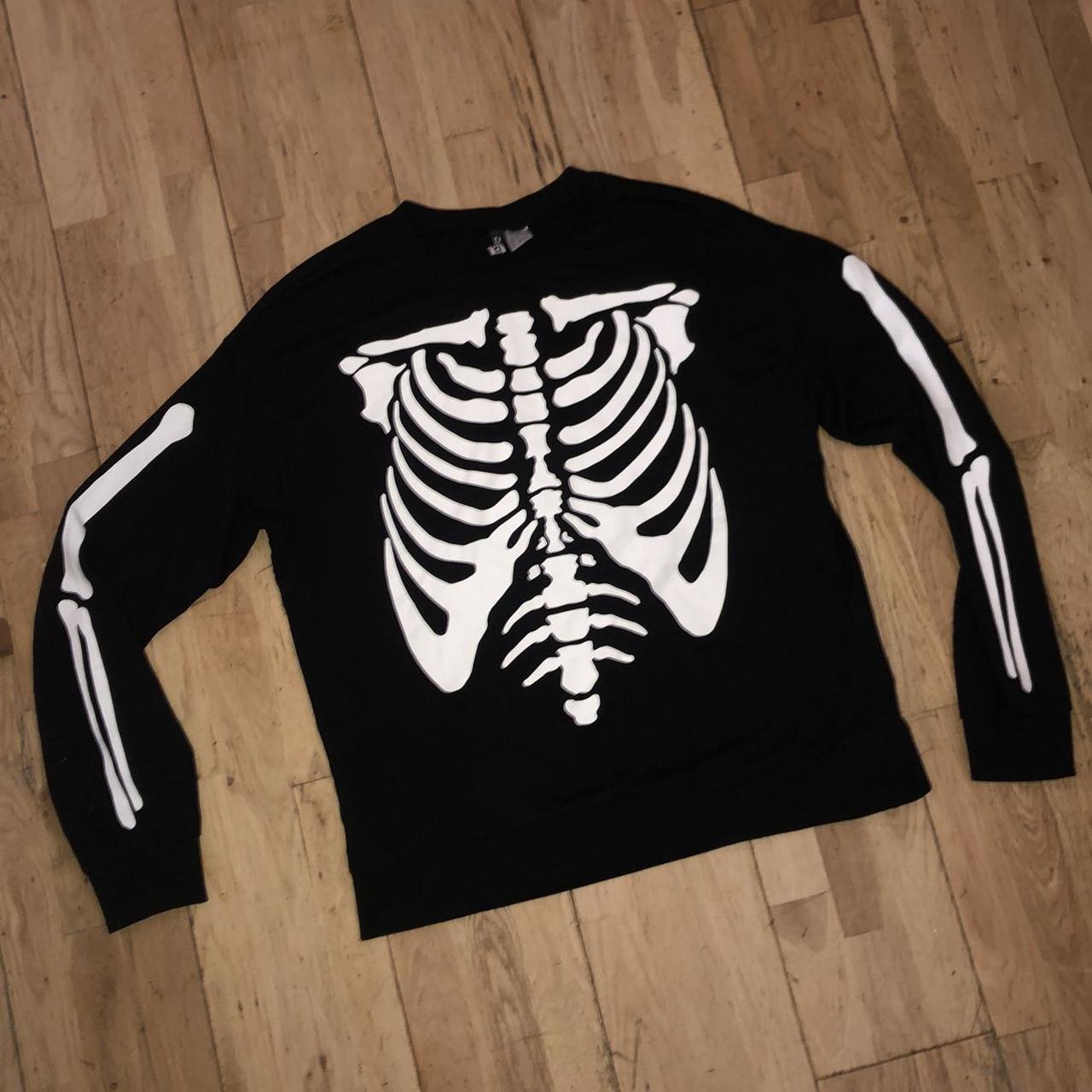 Bones long sleeve shirt kinda thermal black skeleton... - Depop