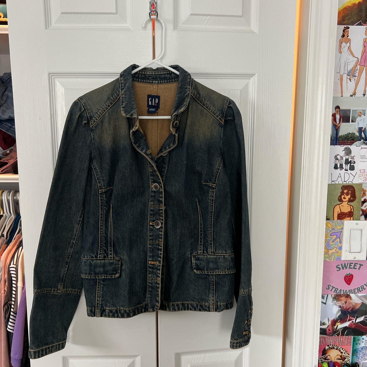 Gap Women's Navy and Blue Jacket Depop