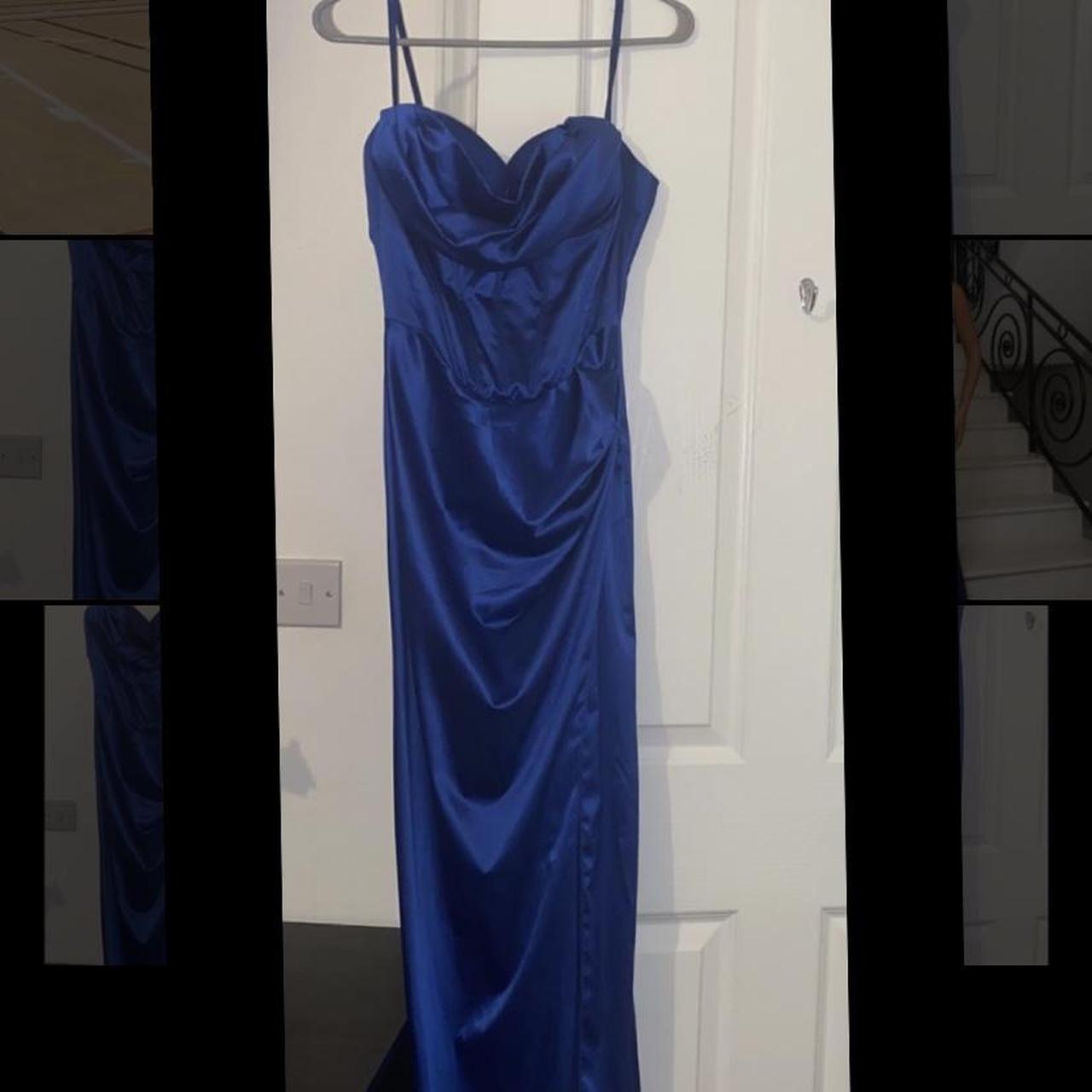 Rebecca Corset Satin Spilt Gown - Cobalt Blue – Dressmezee