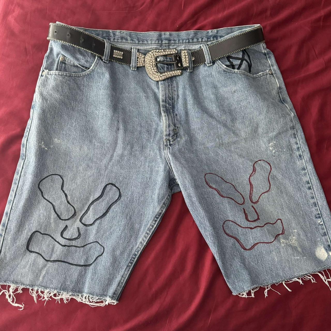 NYC custom jorts 44 waist Baggy fit Light wash... - Depop