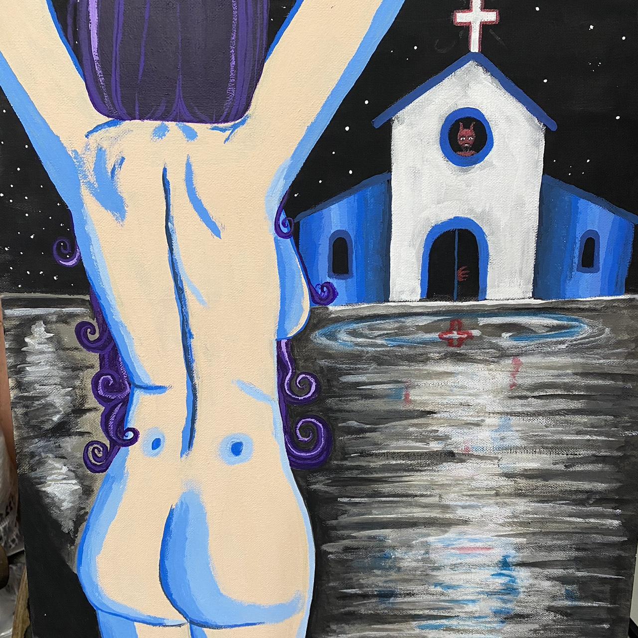 Woman Outside the Church #painting #art #nude #butt... - Depop