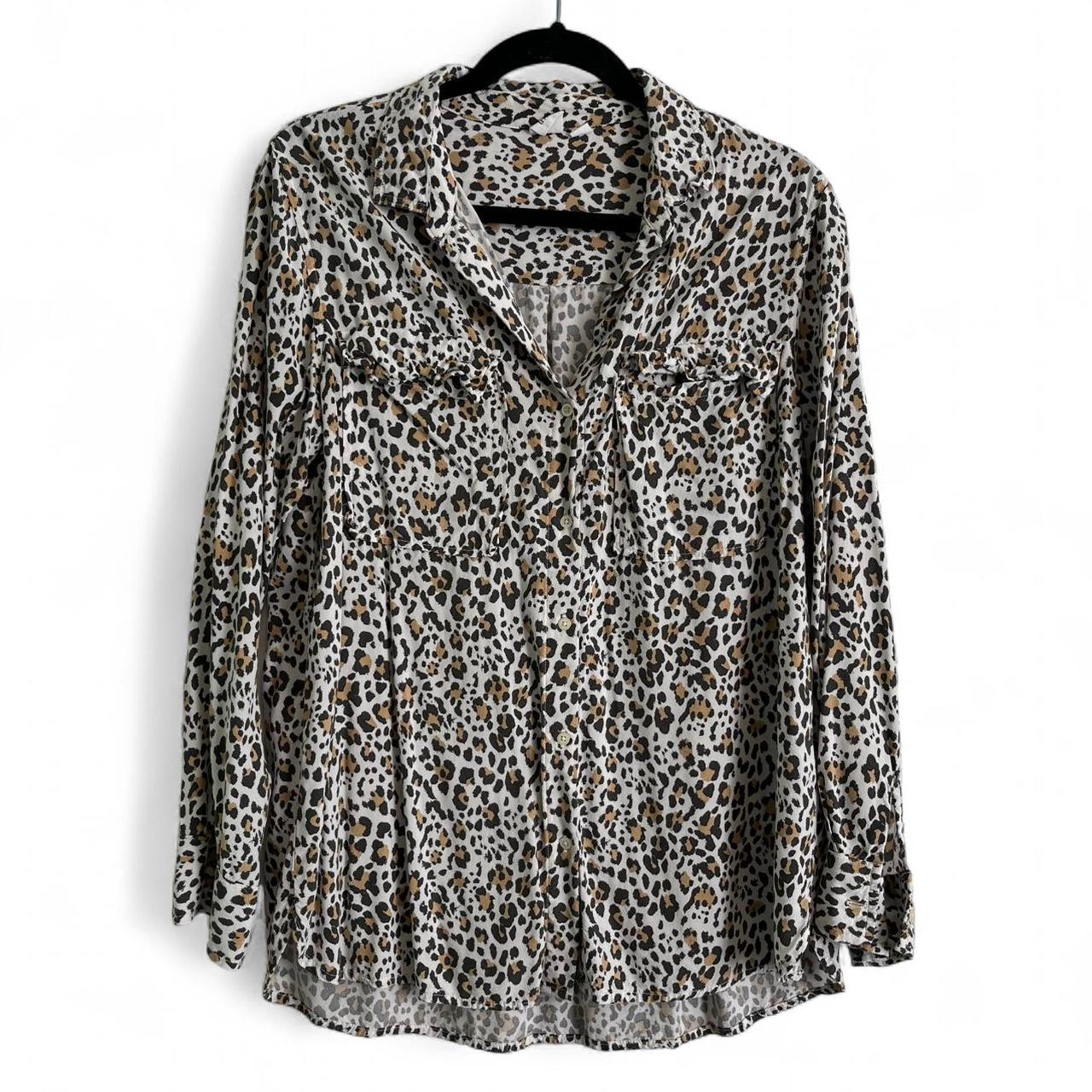 Gap Women's Blouse - Multi/Brown - L – Leopard pr… - image 1