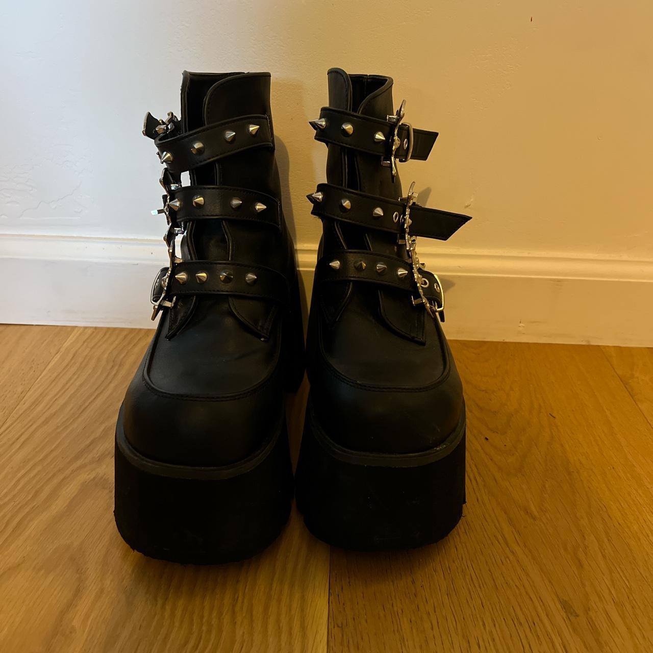 platform black bat demonia shoes - Depop