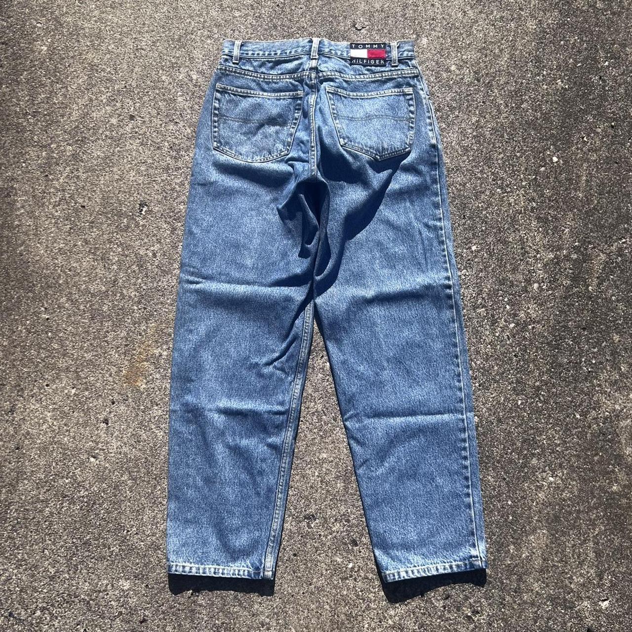 Tommy Hilfiger Men's Blue and Red Jeans | Depop