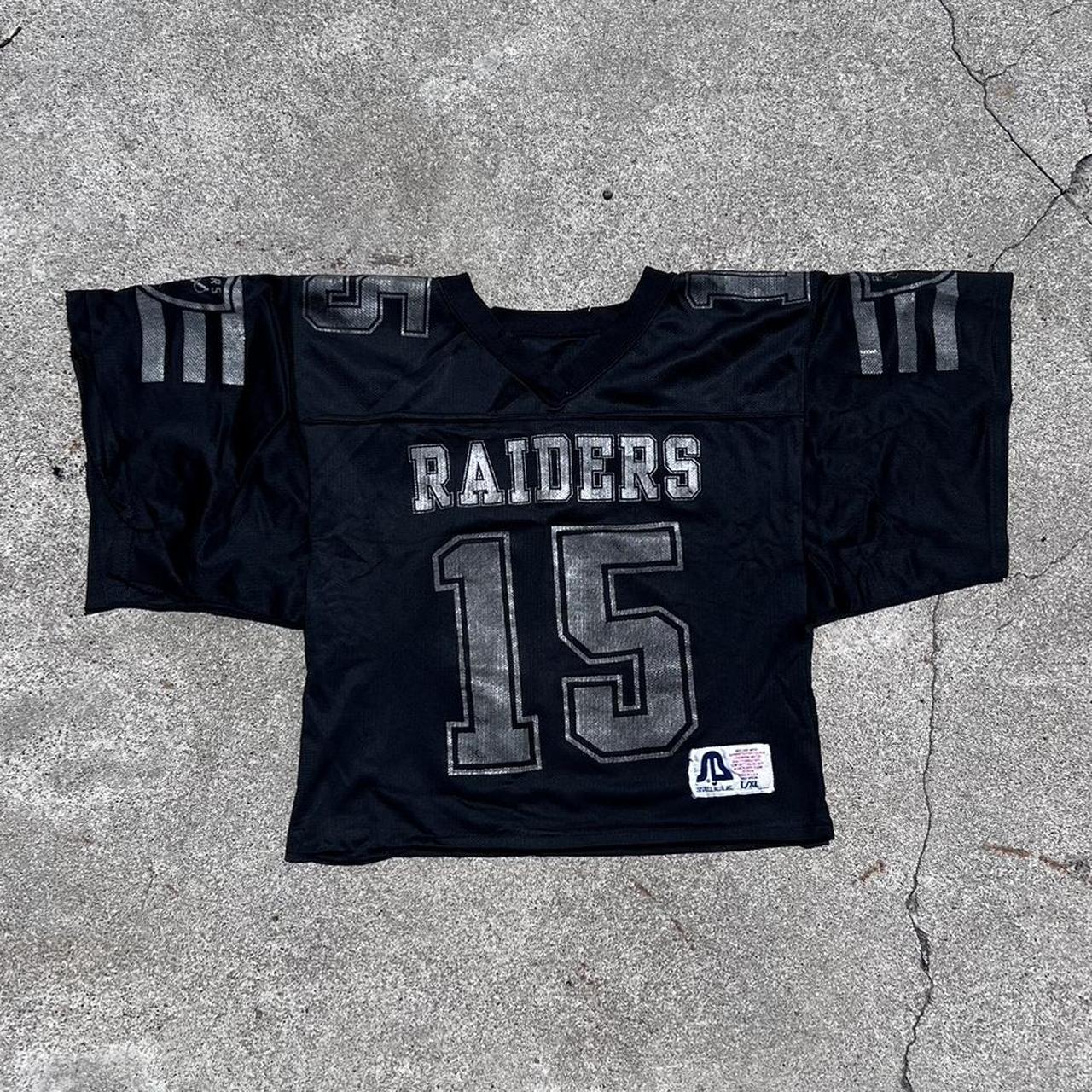 vintage raiders cropped football jersey! would fit... Depop