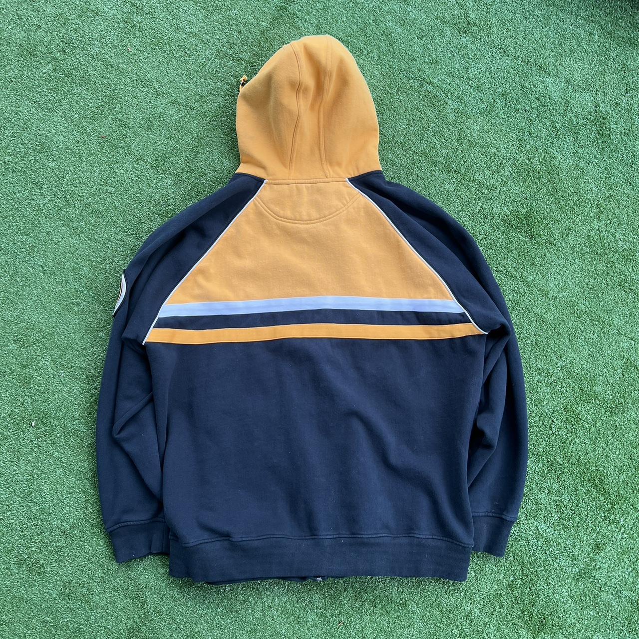 Yellow hoodie best sale with black stripe