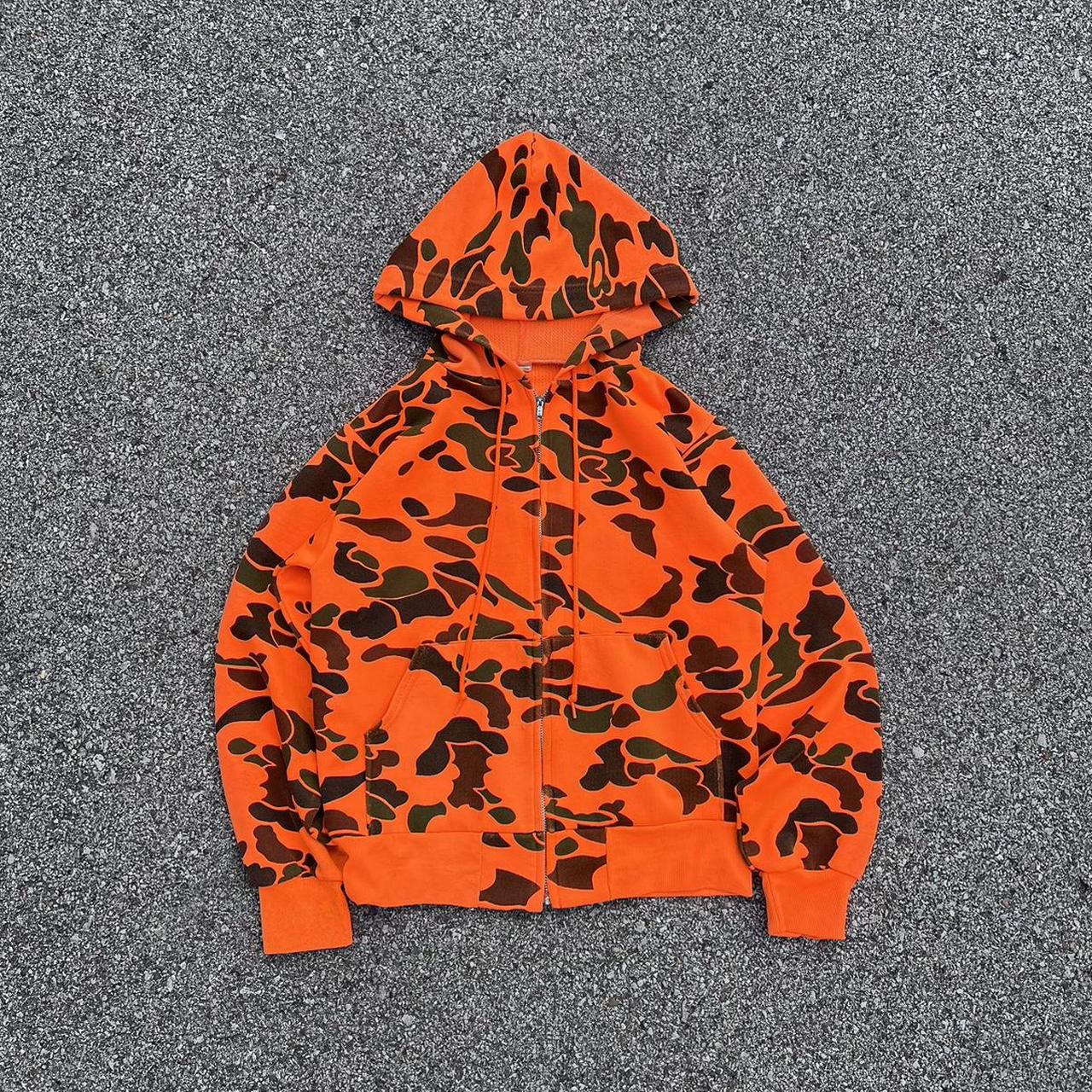 Bape orange sales camo hoodie