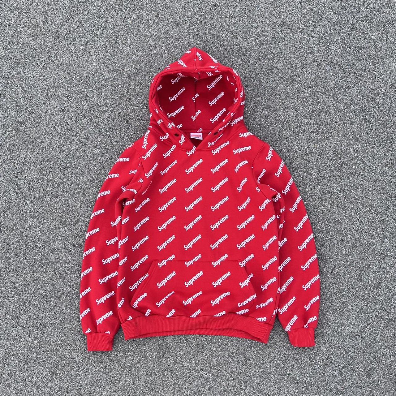 Supreme red clearance and white hoodie