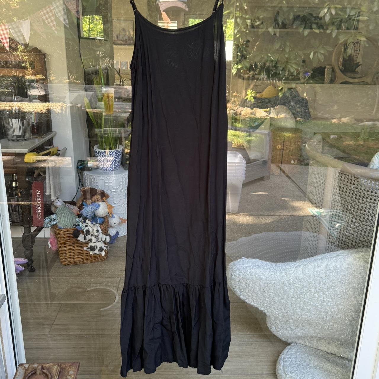 Black maxi dress with a frill on the bottom dresses Depop