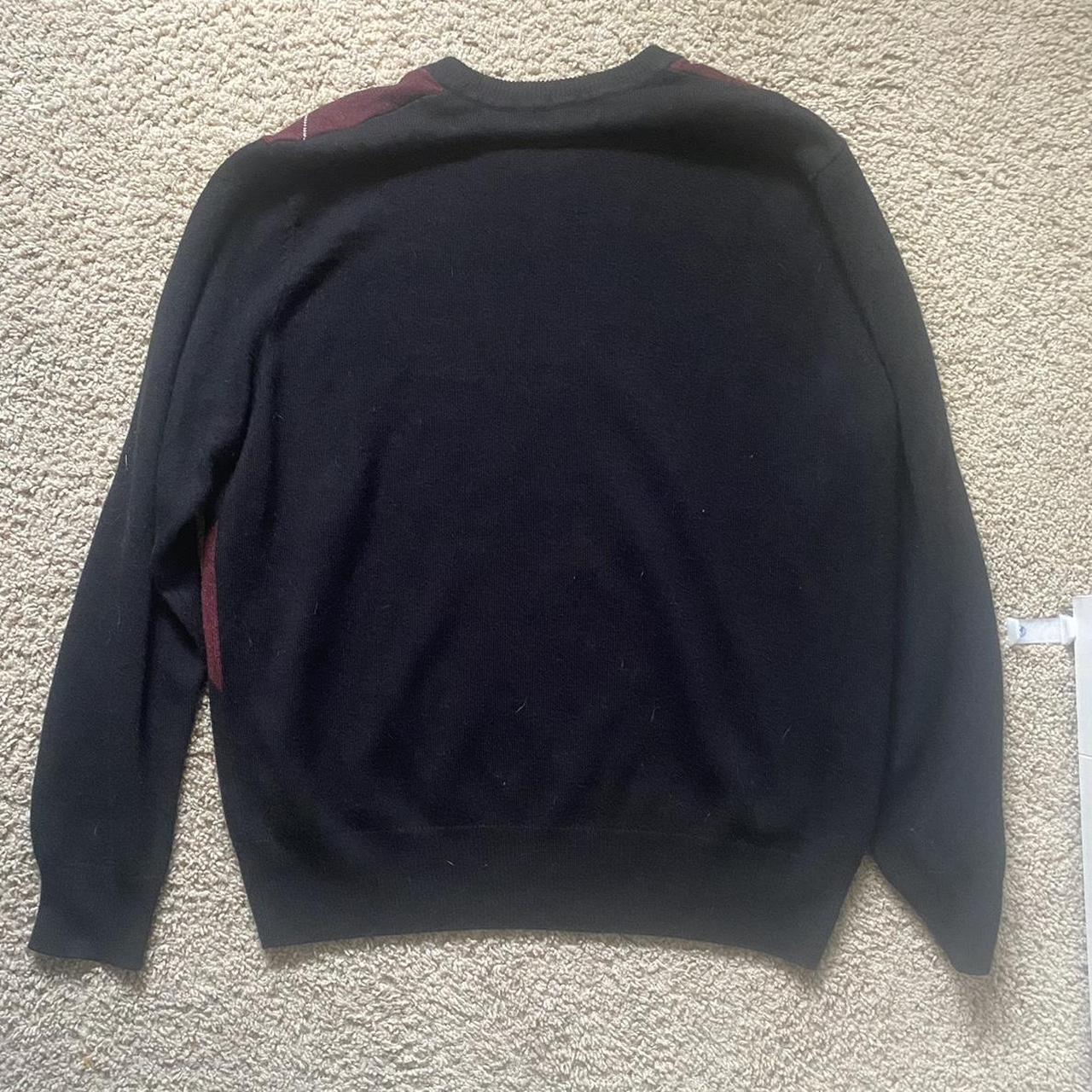 LARGE DOCKERS BLACK AND RED GEOMETRIC SWEATER NO... - Depop