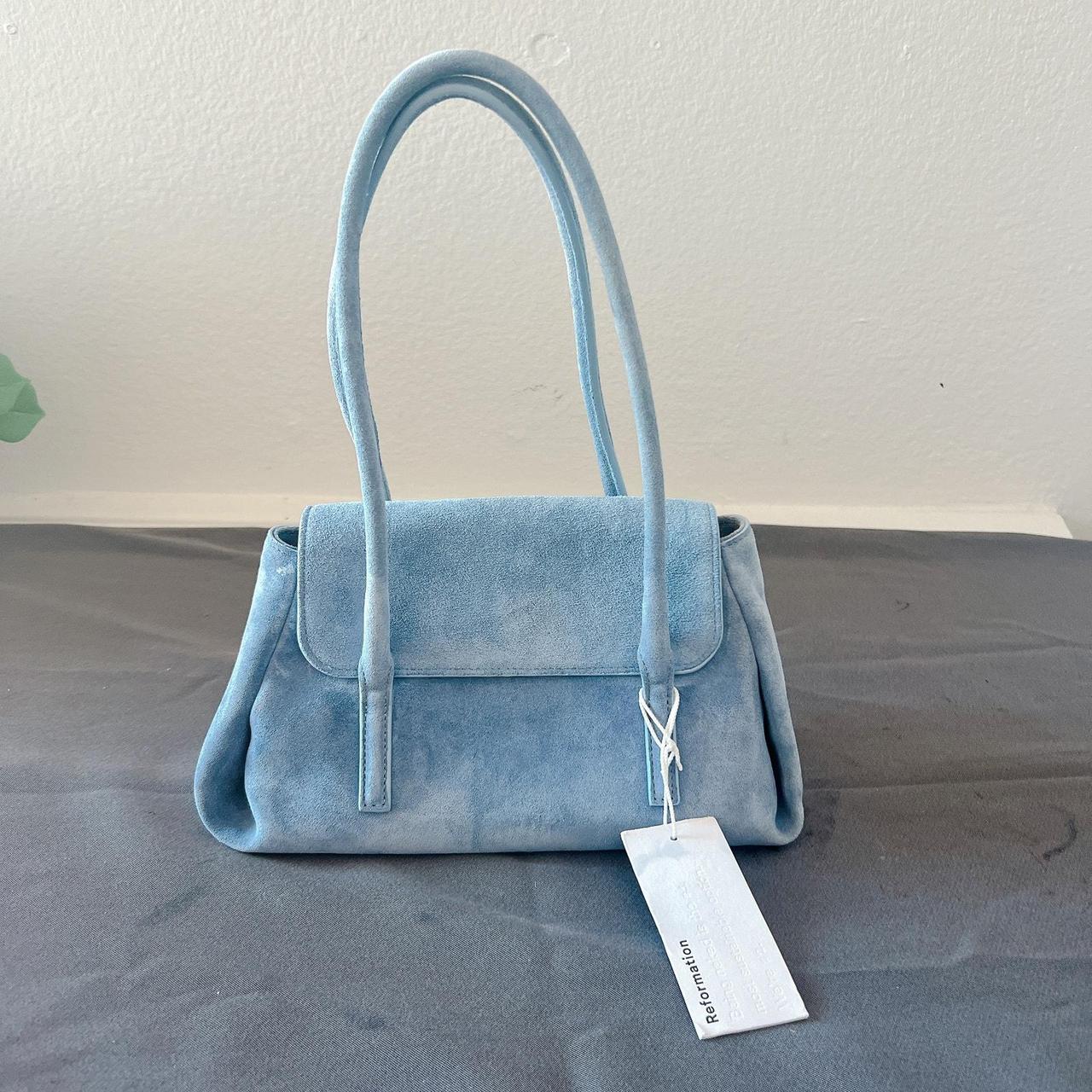 Reformation Small Caterina Suede Top Handle Bag Mist... | Depop