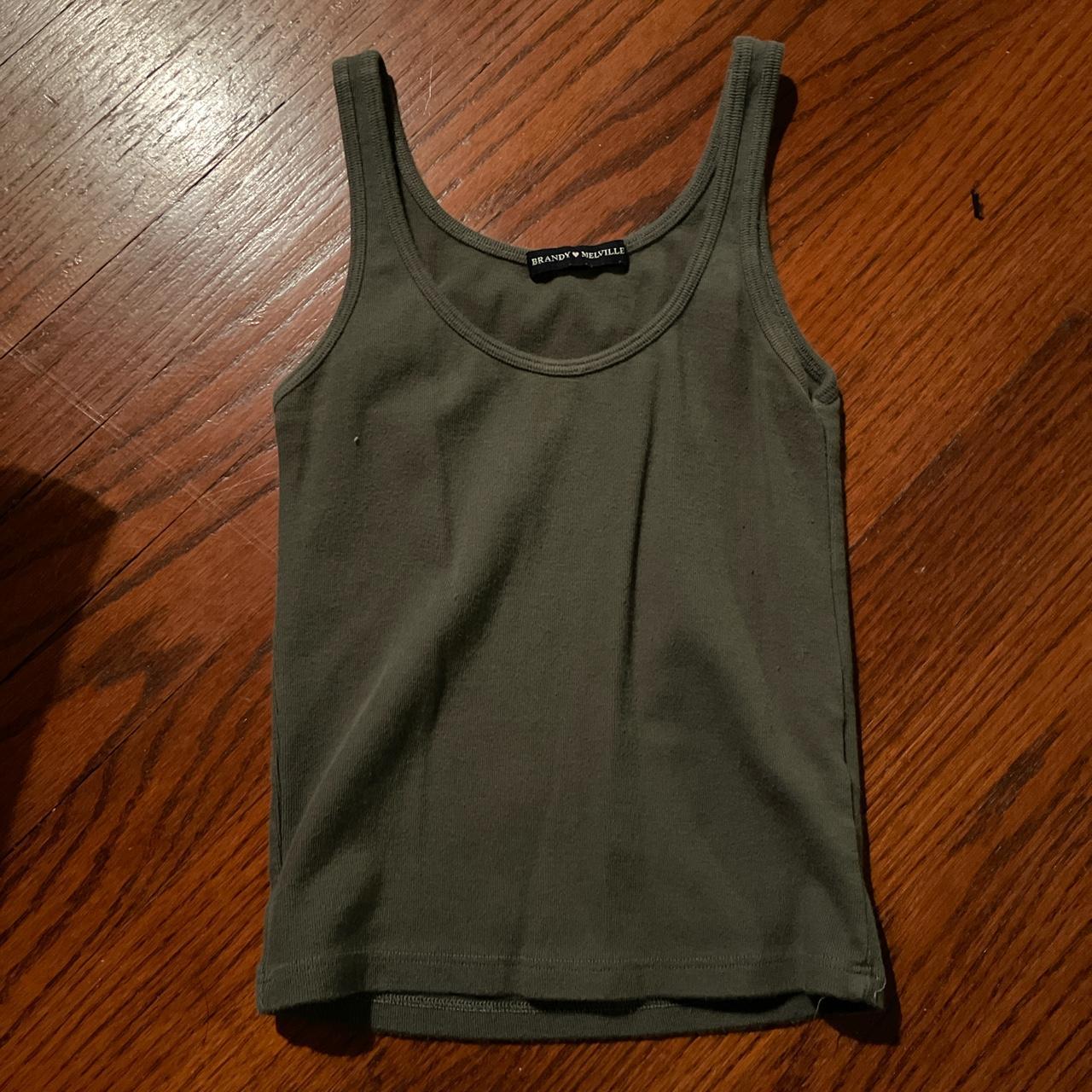 Brandy Melville Women's Khaki and Green Vest | Depop