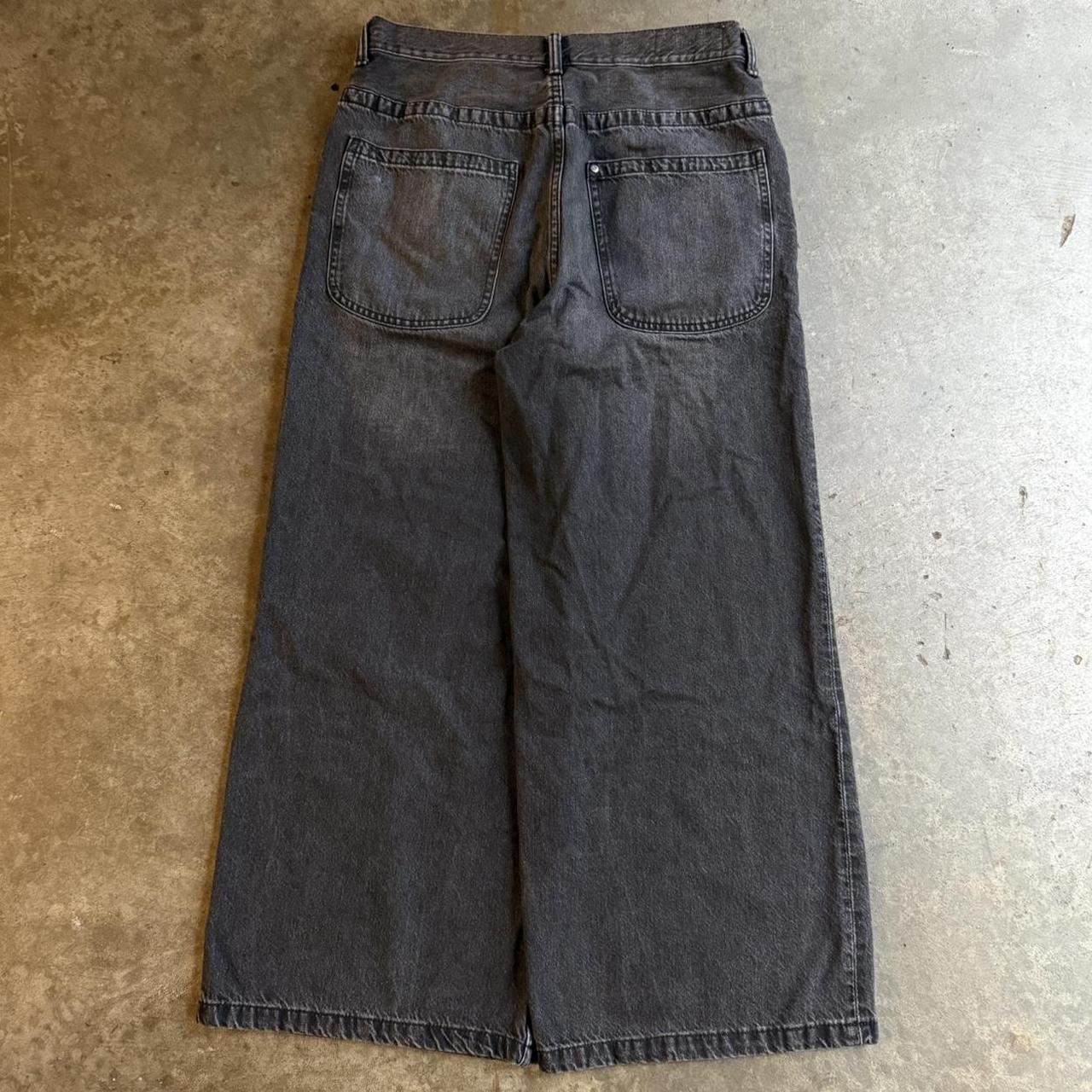 H M Men's Straight leg Faded Jeans Black/Grey M – Black Wide