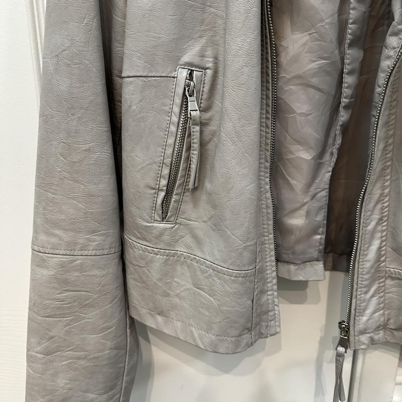 Vintage grey faux leather jacket. Minor wear and... Depop