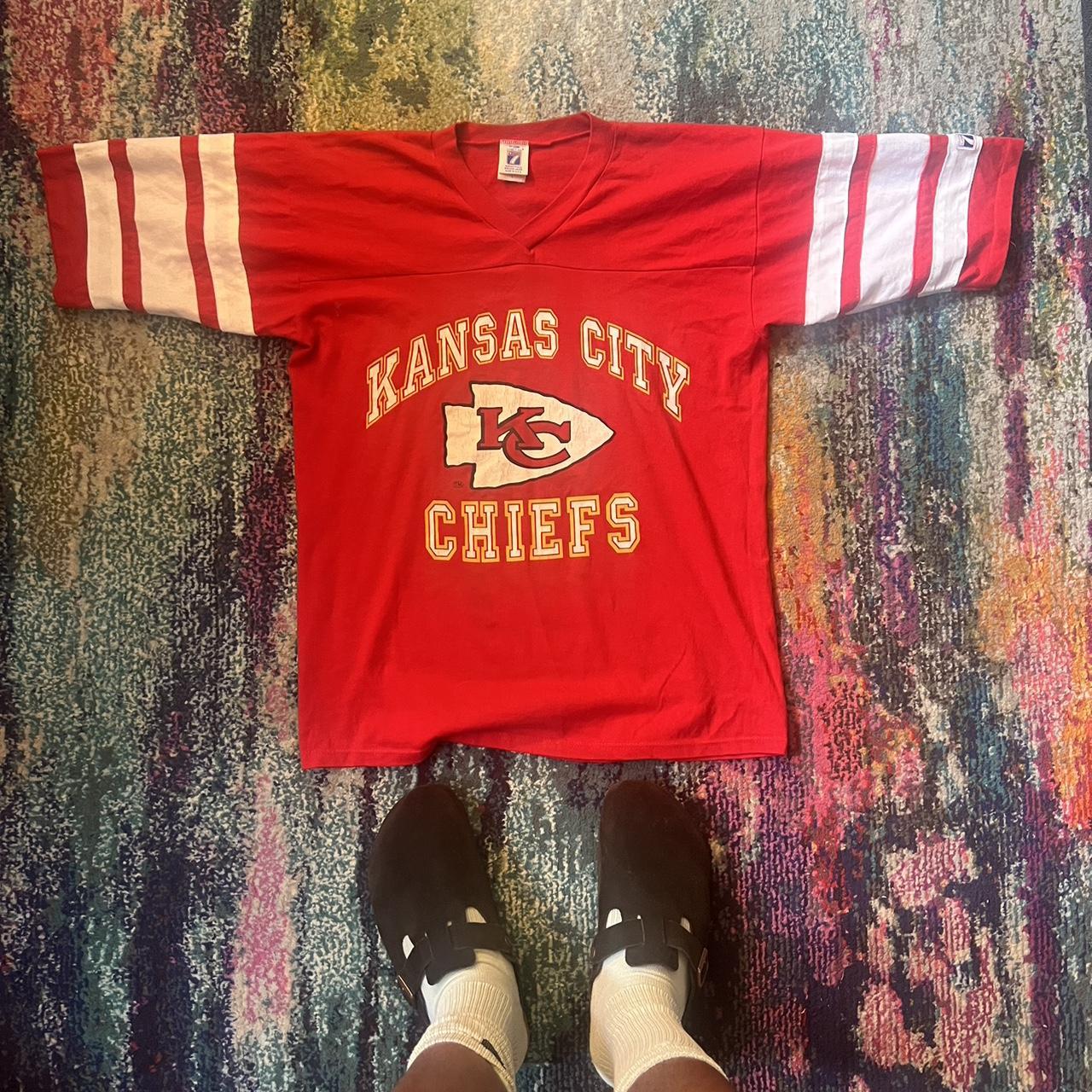 Vintage logo 7 Kansas city chiefs nfl 3/4 sleeve t - Depop