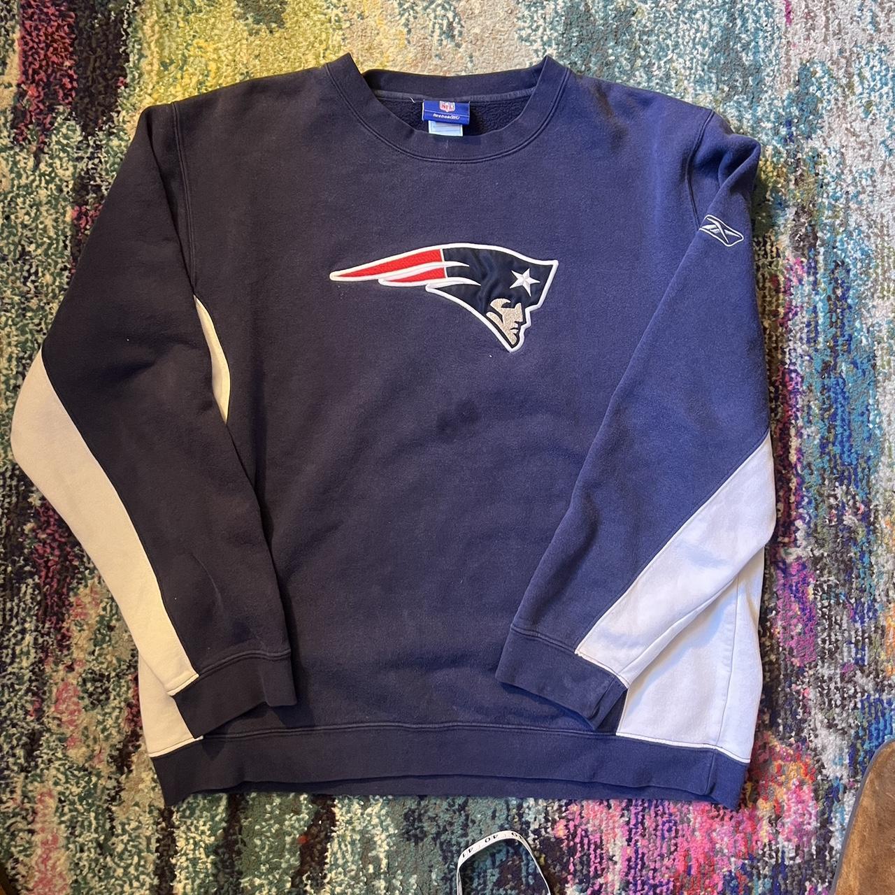 Vtg Y2K NFL New England Patriots Reebok Pullover Hoodie With 