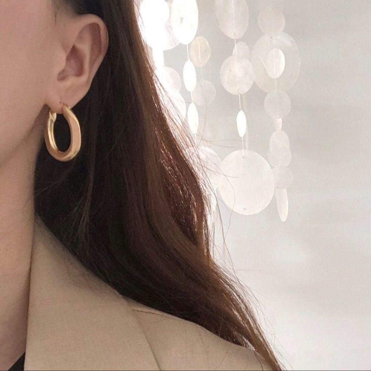 18k Thick Gold Plating Bold Polished Oval Hoops - Depop