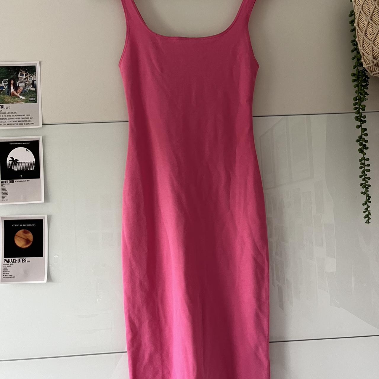 zara pink fitted dress size small uk 6-8, worn
