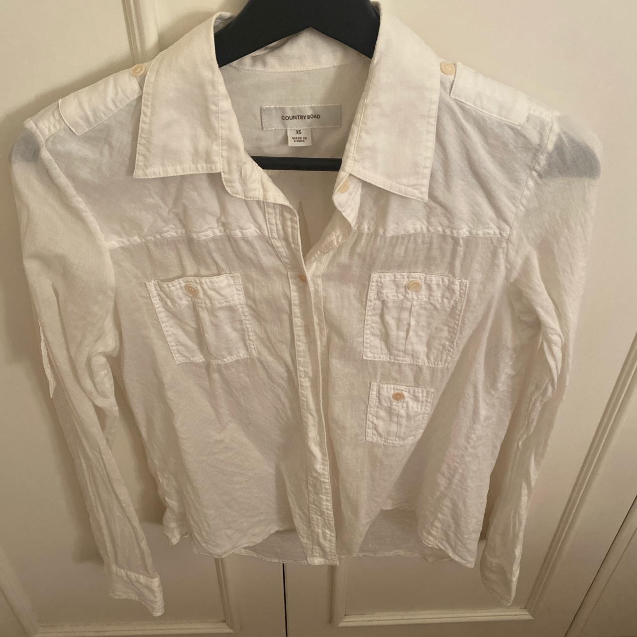 Women’s country road white cotton linen shirt Depop