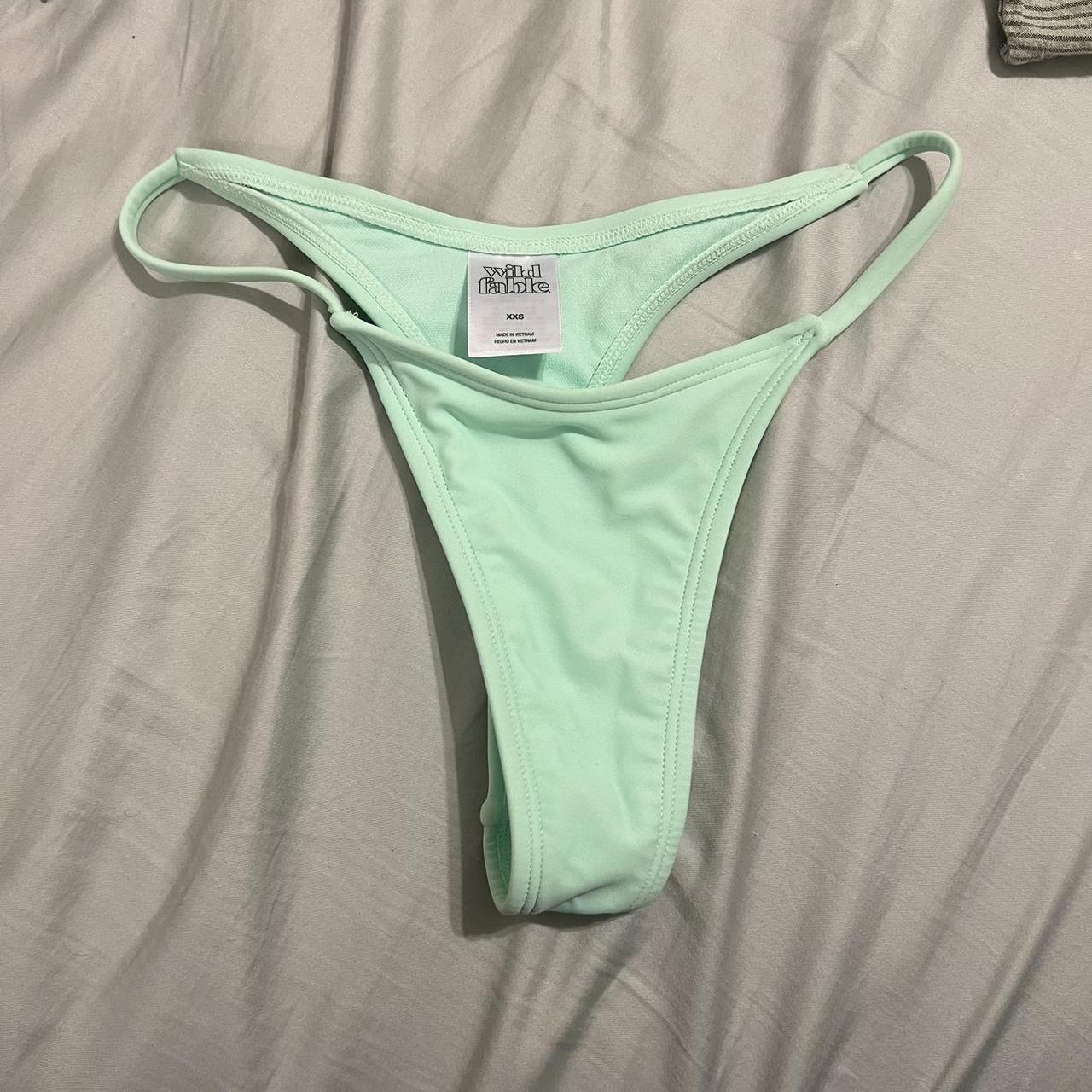 lime green wild fable thong bikini bottom. size xxs,... - Depop