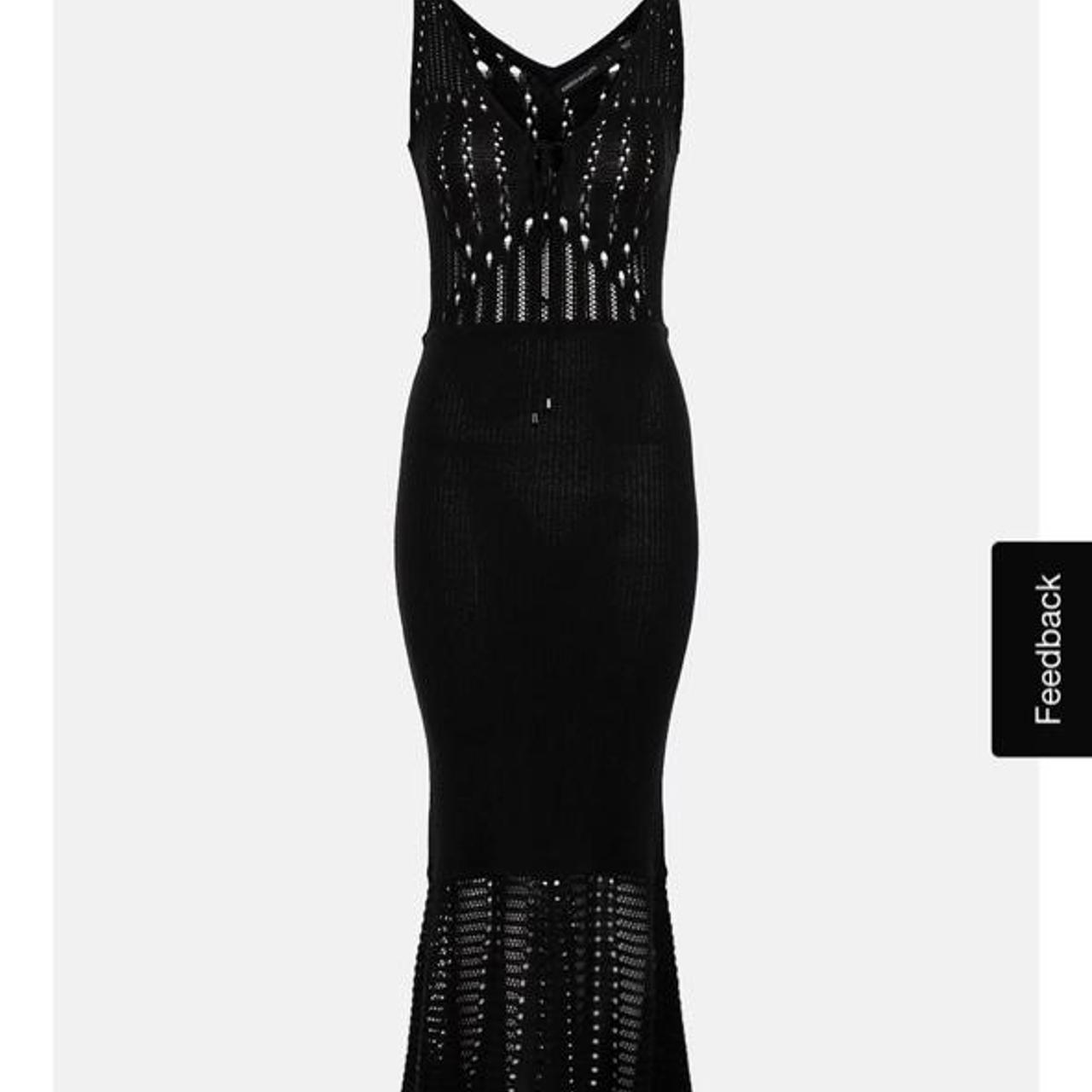 Karen Millen black crochet knit mermaid fitted midi Depop
