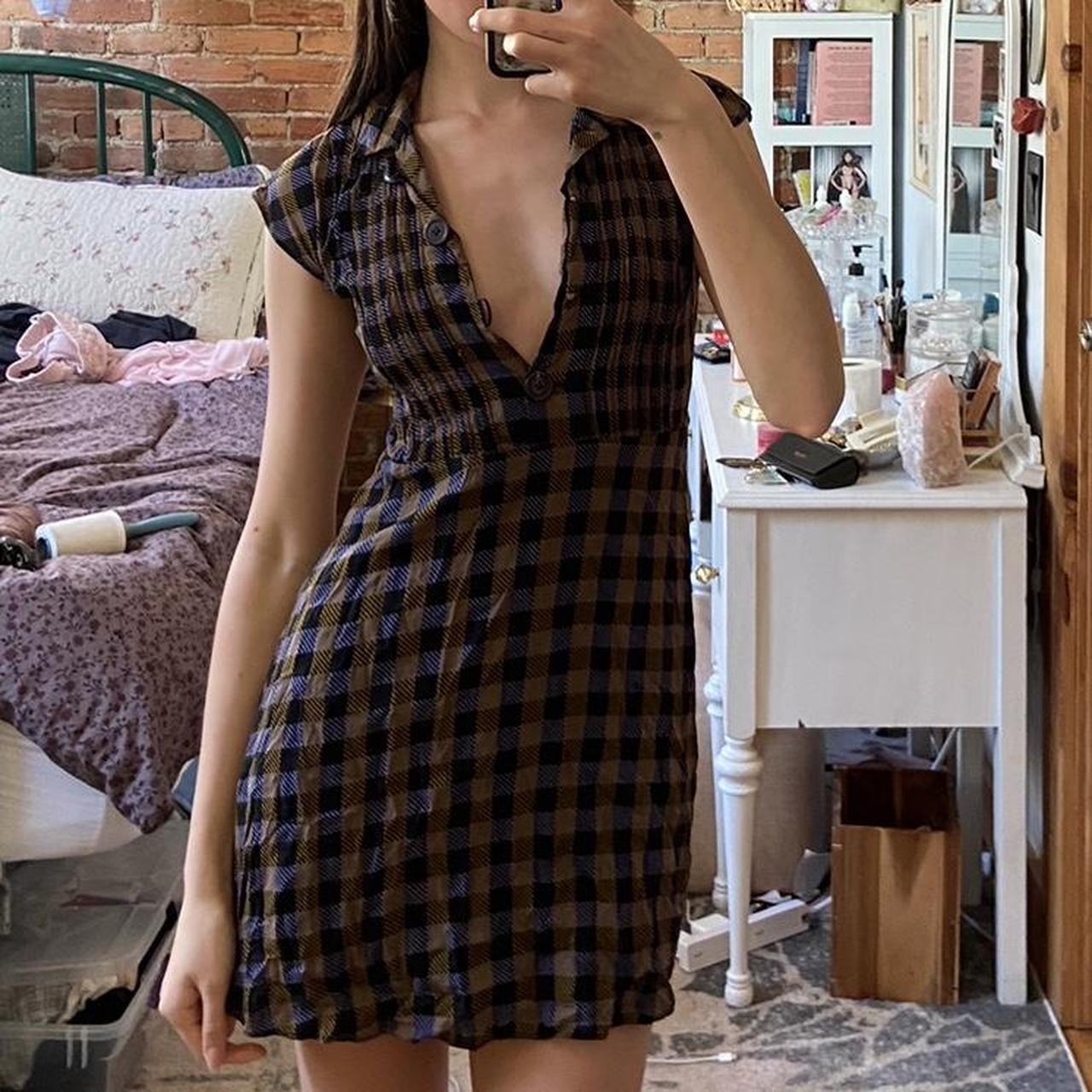 Urban outfitters plaid mini dress size xs PLEASE... - Depop