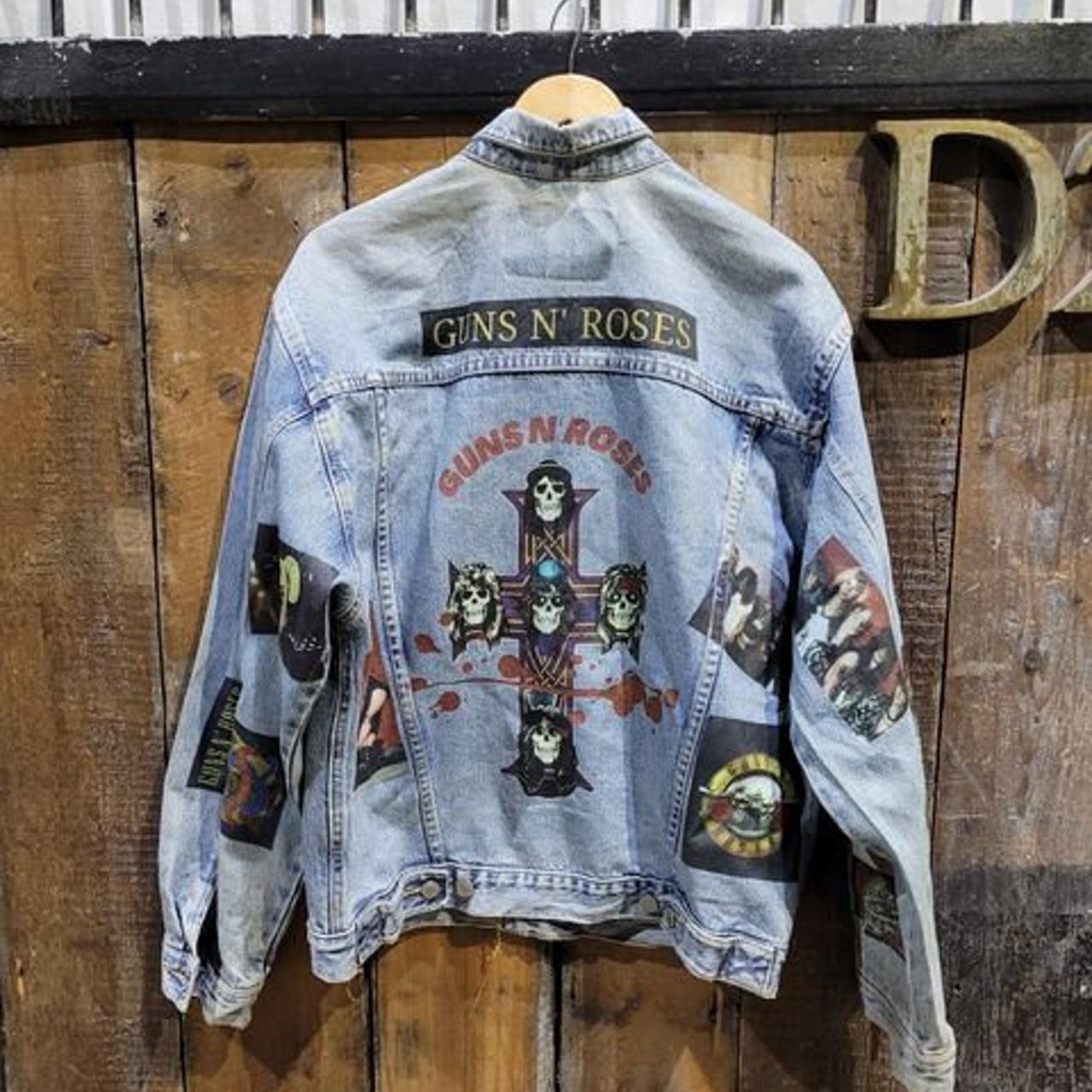 Guns N Roses customized Print Denim jacket.... - Depop