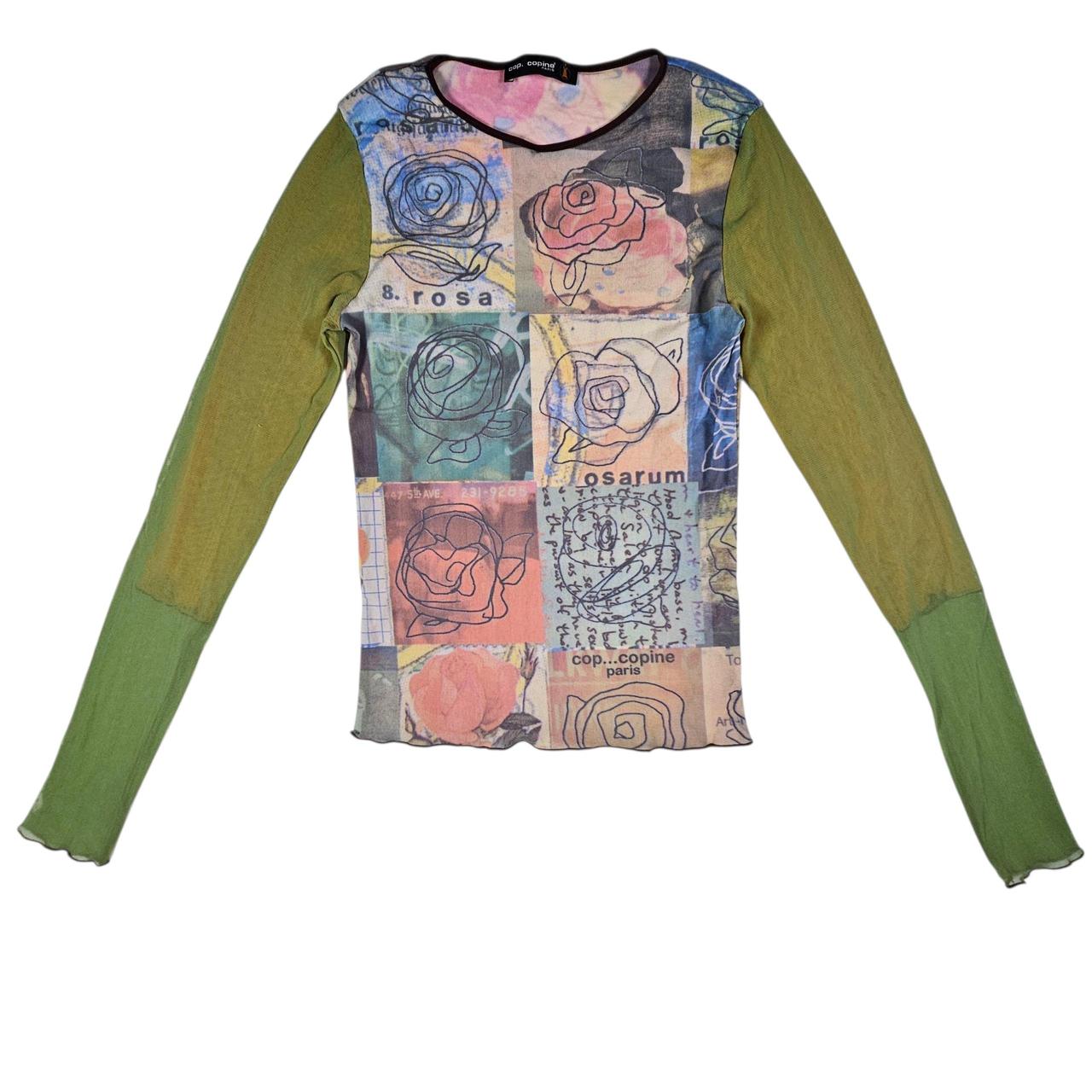 トップス COP COPINE sheer shirt Vintage Cop Copine Postal Card Sheer Mesh Top - Etsy