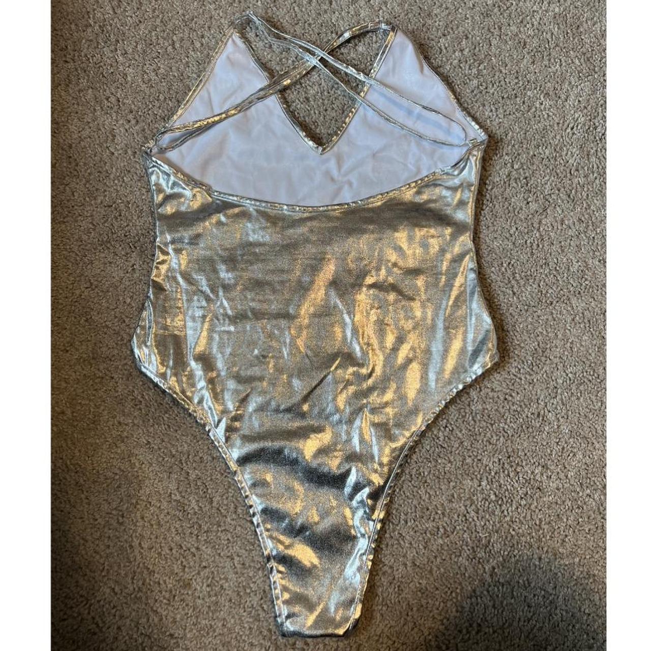Women's Silver Swimsuit-one-piece | Depop