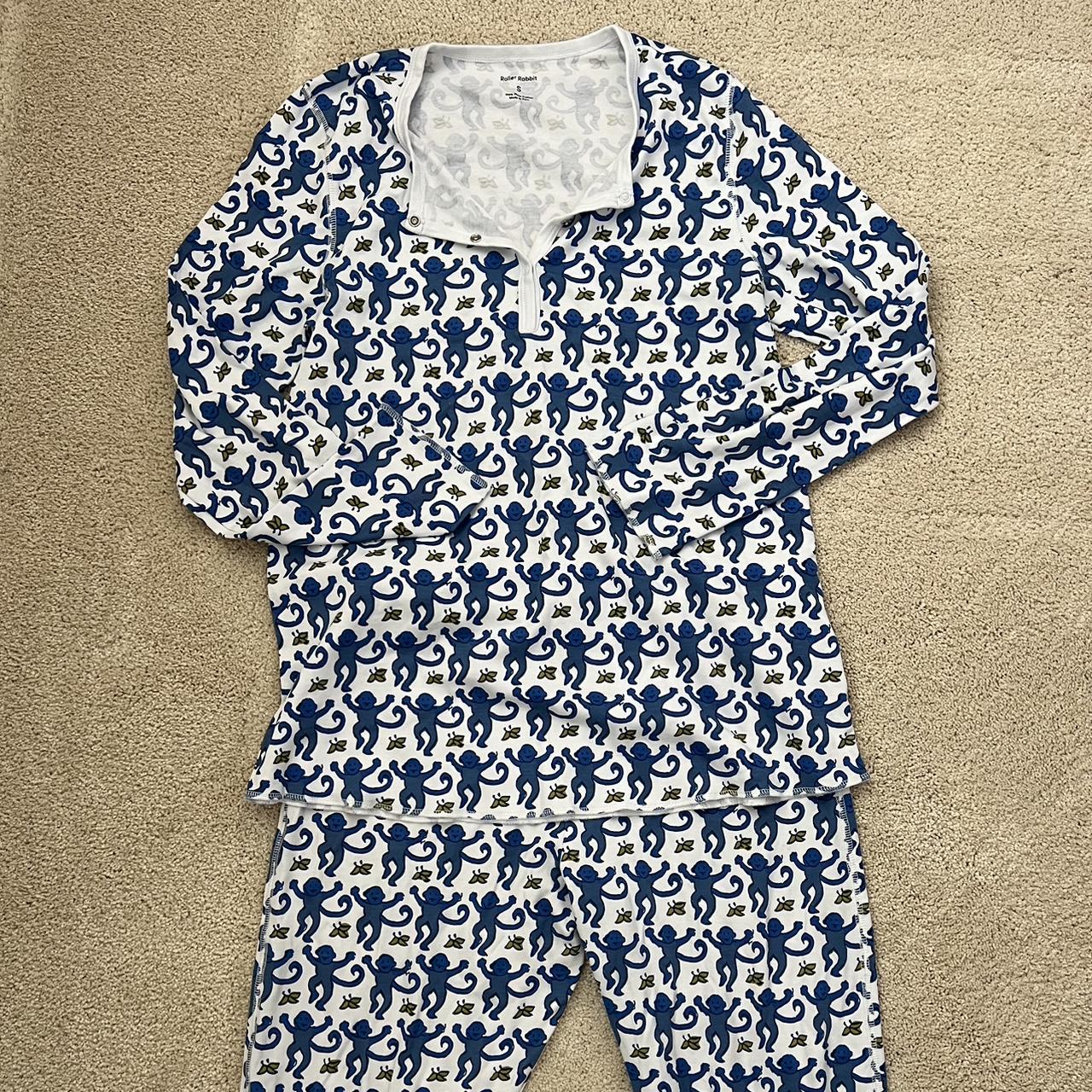 Roller Rabbit Women's Blue and White Pajamas | Depop