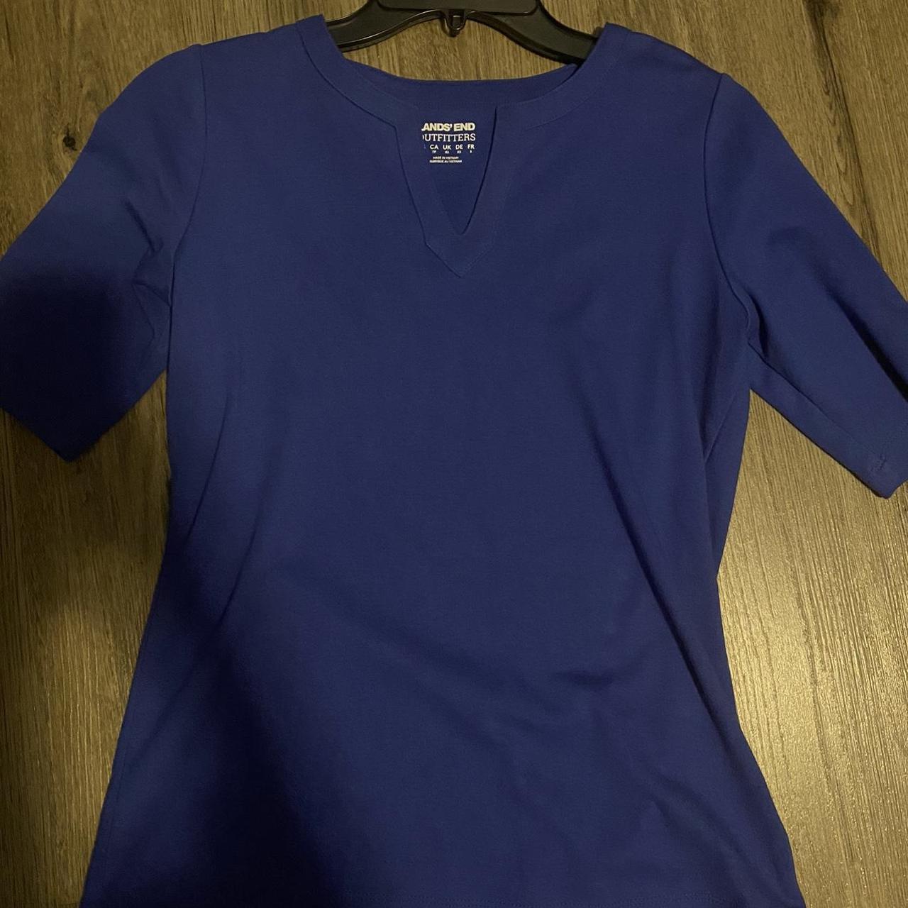Lands' End Women's Blue and Navy Shirt Depop